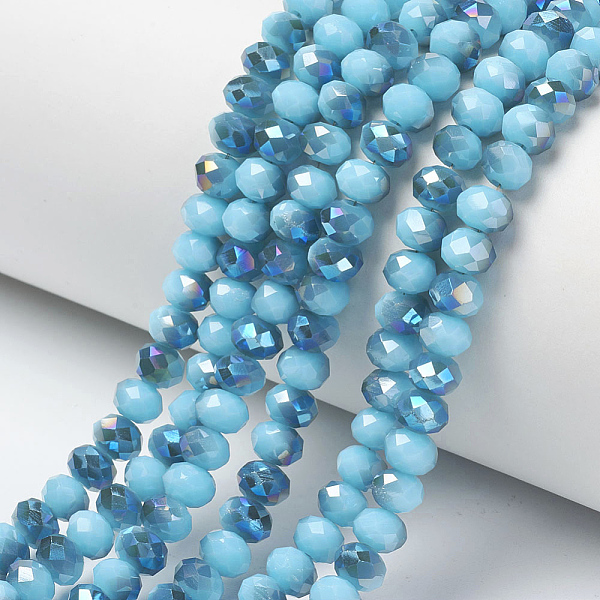 PandaHall Electroplate Opaque Solid Color Glass Beads Strands, Half Plated, Blue Plated, Faceted, Rondelle, Deep Sky Blue, 8x6mm, Hole: 1mm...
PandaHall Electroplate Opaque Solid Color Glass Beads Strands, Half Plated, Blue Plated, Faceted, Rondelle, Deep Sky Blue, 8x6mm, Hole: 1mm...