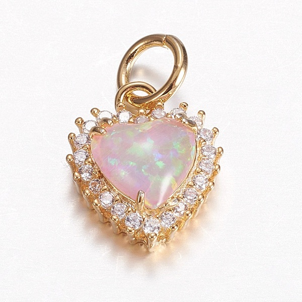 PandaHall Brass Micro Pave Cubic Zirconia Charms, with Synthetic Opal, Heart, Golden, Pearl Pink, 14x11.5x5mm, Hole: 4mm Brass+Cubic...
PandaHall Brass Micro Pave Cubic Zirconia Charms, with Synthetic Opal, Heart, Golden, Pearl Pink, 14x11.5x5mm, Hole: 4mm Brass+Cubic...