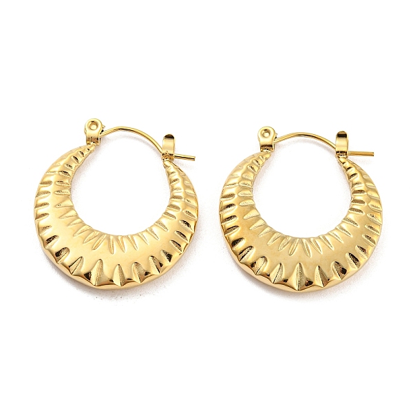 PandaHall Texture Ring 304 Stainless Steel Hoop Earrings for Women, Real 14K Gold Plated, 24x22.5x3mm 304 Stainless Steel Ring
PandaHall Texture Ring 304 Stainless Steel Hoop Earrings for Women, Real 14K Gold Plated, 24x22.5x3mm 304 Stainless Steel Ring