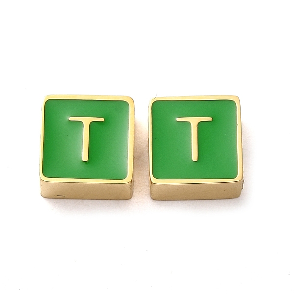 PandaHall 304 Stainless Steel Enamel Beads, Real 14K Gold Plated, Square with Letter, Letter T, 8x8x4mm, Hole: 2mm Stainless Steel+Enamel...
PandaHall 304 Stainless Steel Enamel Beads, Real 14K Gold Plated, Square with Letter, Letter T, 8x8x4mm, Hole: 2mm Stainless Steel+Enamel...