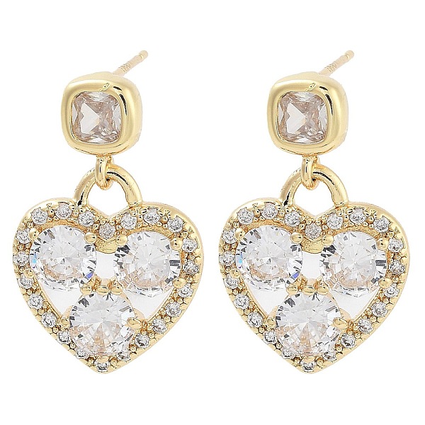 PandaHall Brass with Glass Dangle Stud Earrings, Heart, Light Gold, 23x14mm Glass Heart Clear
PandaHall Brass with Glass Dangle Stud Earrings, Heart, Light Gold, 23x14mm Glass Heart Clear