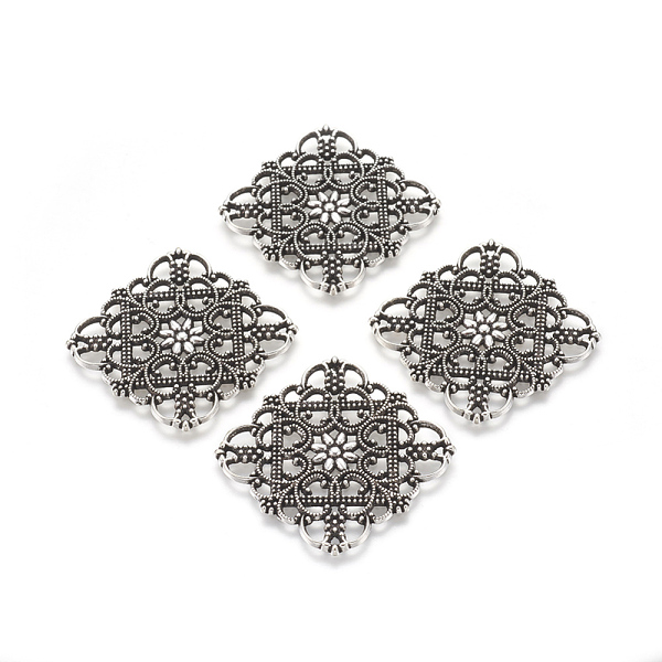 PandaHall Tibetan Style Alloy Filigree Joiners, Lead Free, Rhombus, Antique Silver, 36x36x1mm, Hole: 1mm Alloy Rhombus
PandaHall Tibetan Style Alloy Filigree Joiners, Lead Free, Rhombus, Antique Silver, 36x36x1mm, Hole: 1mm Alloy Rhombus