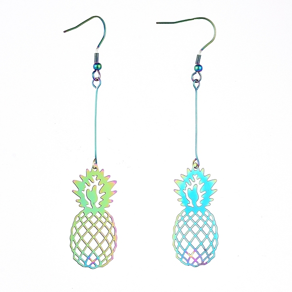 PandaHall 201 Stainless Steel Dangle Earrings, Etched Metal Embellishments, Pineapple, Rainbow Color, 85mm, Pin: 0.7mm 201 Stainless Steel
PandaHall 201 Stainless Steel Dangle Earrings, Etched Metal Embellishments, Pineapple, Rainbow Color, 85mm, Pin: 0.7mm 201 Stainless Steel