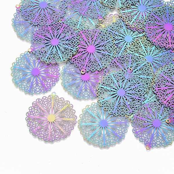 PandaHall Ion Plating(IP) 304 Stainless Steel Filigree Pendants, Etched Metal Embellishments, Flower, Rainbow Color, 37x35x0.3mm, Hole...
PandaHall Ion Plating(IP) 304 Stainless Steel Filigree Pendants, Etched Metal Embellishments, Flower, Rainbow Color, 37x35x0.3mm, Hole...
