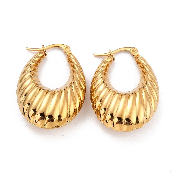 PandaHall 304 Stainless Steel Hoop Earrings, Hypoallergenic Earrings, Textured, Teardrop, Real 24K Gold Plated, 35x24.5x10mm, Pin: 1mm 304...
PandaHall 304 Stainless Steel Hoop Earrings, Hypoallergenic Earrings, Textured, Teardrop, Real 24K Gold Plated, 35x24.5x10mm, Pin: 1mm 304...