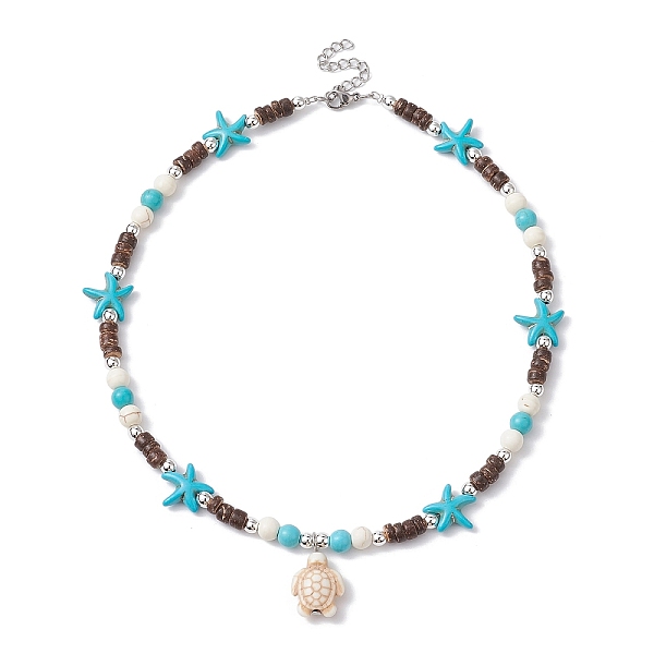 PandaHall Synthetic Turquoise Tortoise Pendant Necklaces, with Starfish & Natural Coconut Beaded Chains, Beige, 15.35 inch(39cm) Synthetic..., Yellow
PandaHall Synthetic Turquoise Tortoise Pendant Necklaces, with Starfish & Natural Coconut Beaded Chains, Beige, 15.35 inch(39cm) Synthetic..., Yellow
