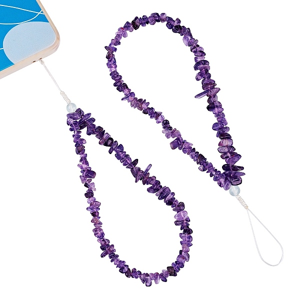 PandaHall Natural Amethyst Chips Cell Phone Lanyard Wrist Strap, with Braided Nylon Thread, 20cm Amethyst
PandaHall Natural Amethyst Chips Cell Phone Lanyard Wrist Strap, with Braided Nylon Thread, 20cm Amethyst