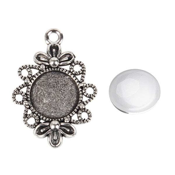 PandaHall Pendant Making Sets, with Tibetan Style Filigree Alloy Pendant Cabochon Settings and Glass Cabochons, Antique Silver, Flat Round...
PandaHall Pendant Making Sets, with Tibetan Style Filigree Alloy Pendant Cabochon Settings and Glass Cabochons, Antique Silver, Flat Round...