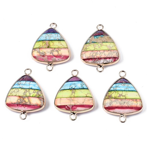 PandaHall Rainbow Color Natural Imperial Jasper Link Connectors, with Light Gold Plated Brass Edge and Loop, Dyed, Triangle, 29.5x22x5mm...
PandaHall Rainbow Color Natural Imperial Jasper Link Connectors, with Light Gold Plated Brass Edge and Loop, Dyed, Triangle, 29.5x22x5mm...