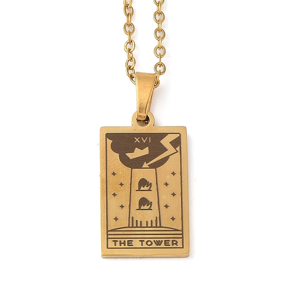 PandaHall Tarot Theme 304 Stainless Steel Pendant Nacklaces For Women, Cable Chain Necklaces, Real 18K Gold Plated, The Tower, 455mm...
PandaHall Tarot Theme 304 Stainless Steel Pendant Nacklaces For Women, Cable Chain Necklaces, Real 18K Gold Plated, The Tower, 455mm...