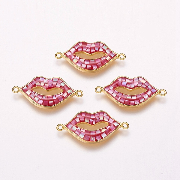PandaHall Freshwater Shell Links connectors, with Brass Findings, Lip, Golden, 13x28x3mm, Hole: 1mm Shell Lip Pink
PandaHall Freshwater Shell Links connectors, with Brass Findings, Lip, Golden, 13x28x3mm, Hole: 1mm Shell Lip Pink