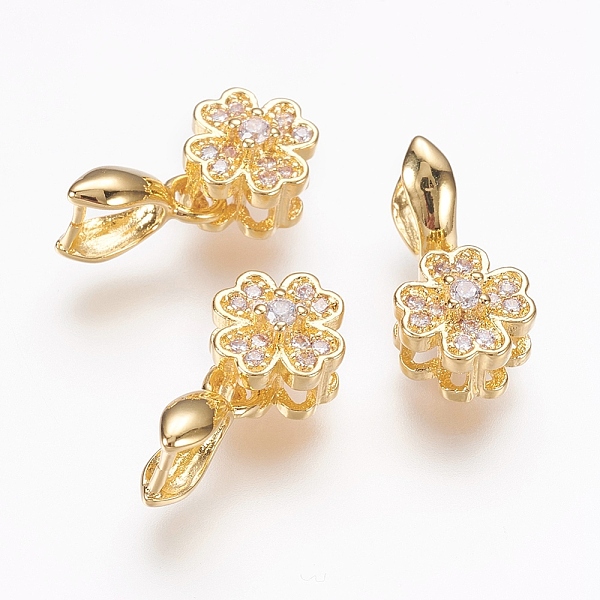 PandaHall Brass Micro Pave Cubic Zirconia Pendant Pinch Bails, Clover, Clear, Real 18K Gold Plated, 16mm, 10x3x6mm, Pin: 0.8mm Brass Clear
PandaHall Brass Micro Pave Cubic Zirconia Pendant Pinch Bails, Clover, Clear, Real 18K Gold Plated, 16mm, 10x3x6mm, Pin: 0.8mm Brass Clear