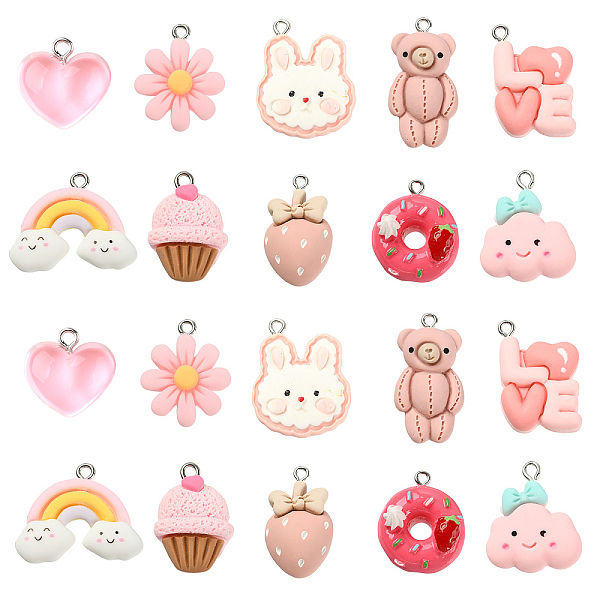 PandaHall 30Pcs 10 Styles Opaque Resin Pendants, I Love You Macaron Charm, with Platinum Tone Iron Loops, Rabbit & Heart & Strawberry, Mixed..., Pink
PandaHall 30Pcs 10 Styles Opaque Resin Pendants, I Love You Macaron Charm, with Platinum Tone Iron Loops, Rabbit & Heart & Strawberry, Mixed..., Pink