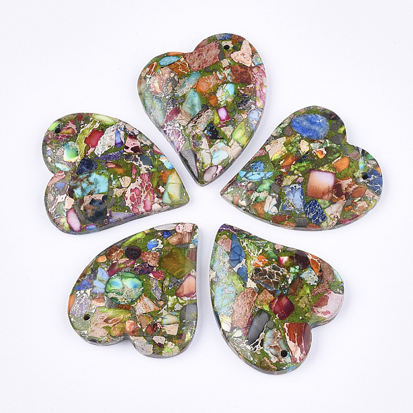PandaHall Synthetic Gold Line Regalite/Imperial Jasper/Sea Sediment Jasper Pendants, Dyed, Heart, Colorful, 39.5x35x6.5mm, Hole: 1.4mm...
PandaHall Synthetic Gold Line Regalite/Imperial Jasper/Sea Sediment Jasper Pendants, Dyed, Heart, Colorful, 39.5x35x6.5mm, Hole: 1.4mm...