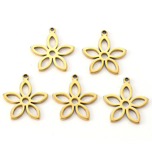 PandaHall Vacuum Plating 304 Stainless Steel Pendants, Laser Cut, Flower, Golden, 16x15x1mm, Hole: 1.2mm 304 Stainless Steel Flower
PandaHall Vacuum Plating 304 Stainless Steel Pendants, Laser Cut, Flower, Golden, 16x15x1mm, Hole: 1.2mm 304 Stainless Steel Flower