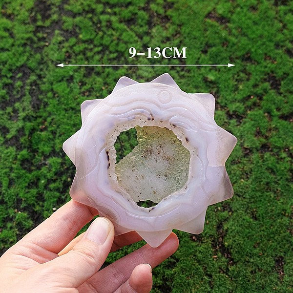 PandaHall Natural Agate Geode Carved Healing Figurines, Reiki Energy Stone Display Decorations, Sun, 90~130mm Natural Agate Sun
PandaHall Natural Agate Geode Carved Healing Figurines, Reiki Energy Stone Display Decorations, Sun, 90~130mm Natural Agate Sun
