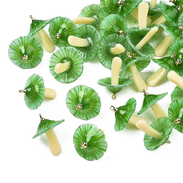 PandaHall Plastic Pendants, with Acrylic and Golden Plated Brass Loops, Mushroom, Sea Green, 23x17~18mm, Hole: 1.5mm Brass+Plastic Mushroom
PandaHall Plastic Pendants, with Acrylic and Golden Plated Brass Loops, Mushroom, Sea Green, 23x17~18mm, Hole: 1.5mm Brass+Plastic Mushroom