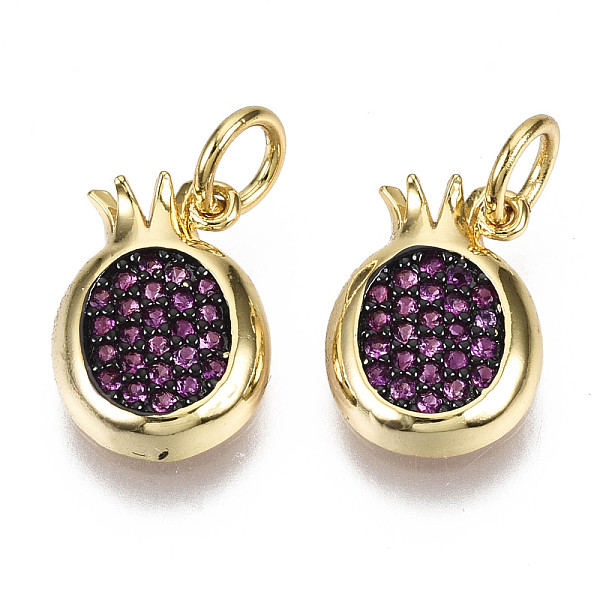 PandaHall Brass Micro Pave Cubic Zirconia Charms, with Jump Ring, Nickel Free, Pomegranate, Purple, Real 16K Gold Plated, 12x9x2.5mm, Jump...
PandaHall Brass Micro Pave Cubic Zirconia Charms, with Jump Ring, Nickel Free, Pomegranate, Purple, Real 16K Gold Plated, 12x9x2.5mm, Jump...