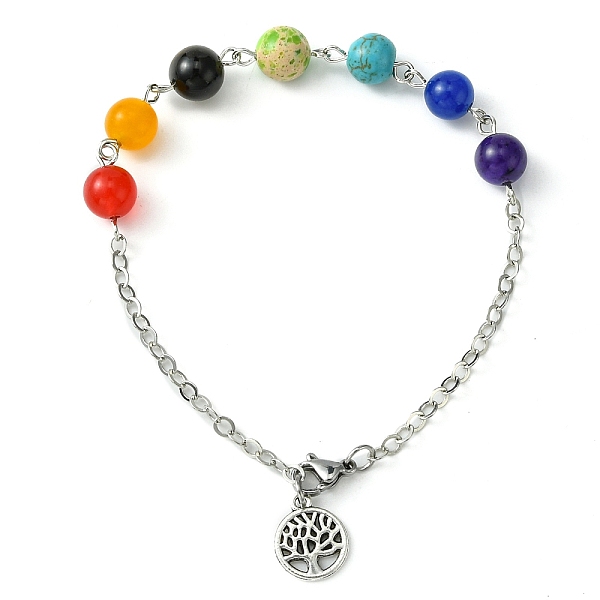 PandaHall Tree of Life Alloy Charm Bracelets, Chakra Natural & Synthetic Mixed Stone Brass Cable Chains Bracelets for Women, Platinum, 8-1/4...
PandaHall Tree of Life Alloy Charm Bracelets, Chakra Natural & Synthetic Mixed Stone Brass Cable Chains Bracelets for Women, Platinum, 8-1/4...