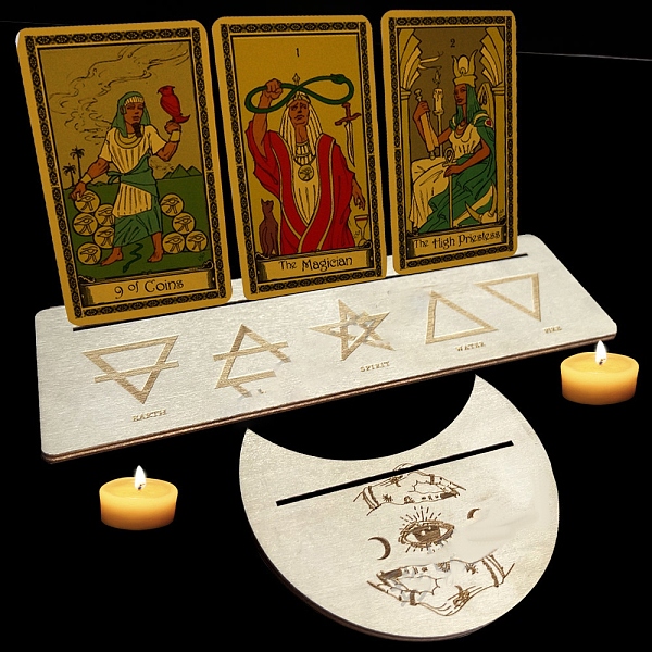 PandaHall Wooden Tarot Card Display Stands, Moon Phase Tarot Holder for Divination, Tarot Decor Tools, Moon with Rectangle, Eye Pattern..., Orange
PandaHall Wooden Tarot Card Display Stands, Moon Phase Tarot Holder for Divination, Tarot Decor Tools, Moon with Rectangle, Eye Pattern..., Orange