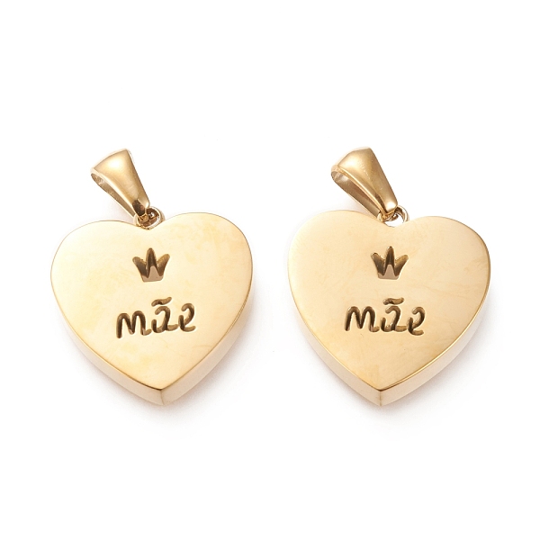 PandaHall Ion Plating(IP) 304 Stainless Steel Pendants, Manual Polishing, Heart with Hollow Crown and Word, Golden, 18.5x17.5x3.5mm, Hole...
PandaHall Ion Plating(IP) 304 Stainless Steel Pendants, Manual Polishing, Heart with Hollow Crown and Word, Golden, 18.5x17.5x3.5mm, Hole...