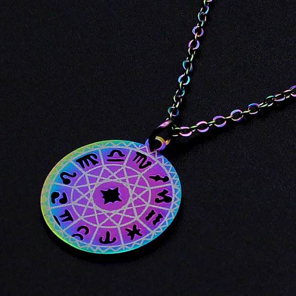 PandaHall 201 Stainless Steel Pendants Necklaces, with Cable Chains and Lobster Claw Clasps, Flat Round with 12 Constellation/Zodiac Sign...
PandaHall 201 Stainless Steel Pendants Necklaces, with Cable Chains and Lobster Claw Clasps, Flat Round with 12 Constellation/Zodiac Sign...