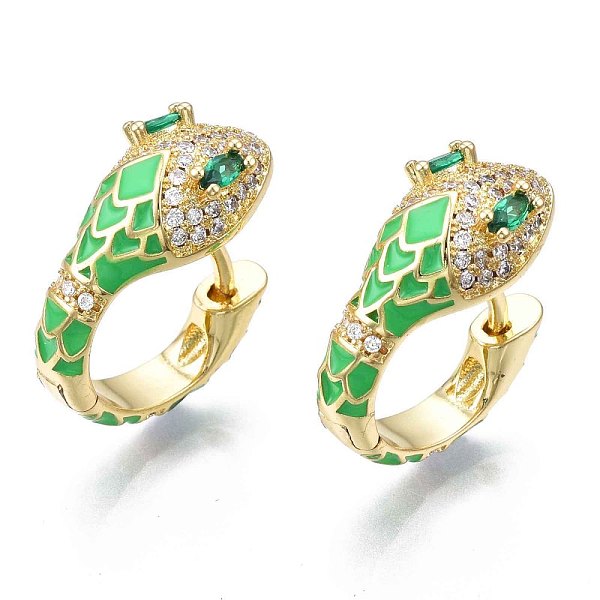 PandaHall Green Cubic Zirconia Snake Huggie Hoop Earring, Real 18K Gold Plated Brass Enamel Chunky Hoop Earrings for Women, Nickel Free...
PandaHall Green Cubic Zirconia Snake Huggie Hoop Earring, Real 18K Gold Plated Brass Enamel Chunky Hoop Earrings for Women, Nickel Free...