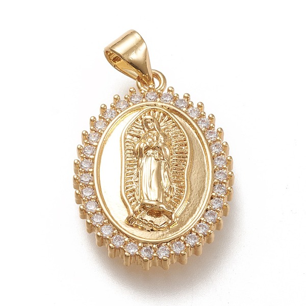 PandaHall Brass Pendants, with Clear Cubic Zirconia, Oval with Holy Virgin, Clear, Real 18K Gold Plated, 23x16.5x4mm, Hole: 5x3mm...
PandaHall Brass Pendants, with Clear Cubic Zirconia, Oval with Holy Virgin, Clear, Real 18K Gold Plated, 23x16.5x4mm, Hole: 5x3mm...