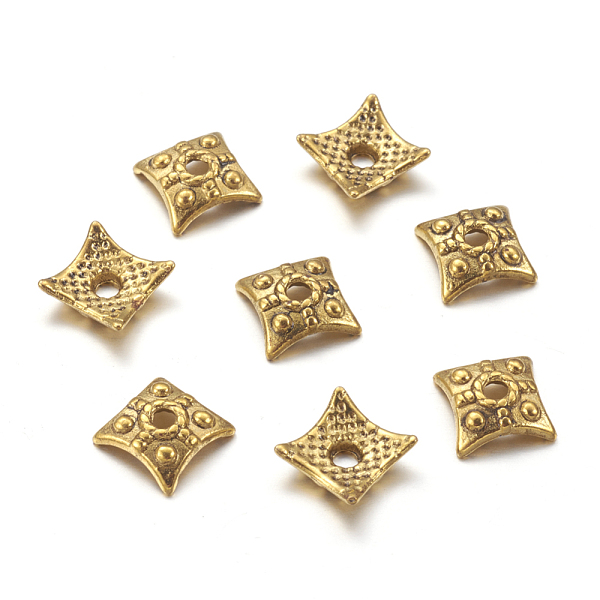 PandaHall Tibetan Style Bead Caps, Antique Golden, Lead Free and Cadmium Free, Rhombus, Size: about 7.5mm wide, 7.5mm long, 3mm thick, hole...
PandaHall Tibetan Style Bead Caps, Antique Golden, Lead Free and Cadmium Free, Rhombus, Size: about 7.5mm wide, 7.5mm long, 3mm thick, hole...