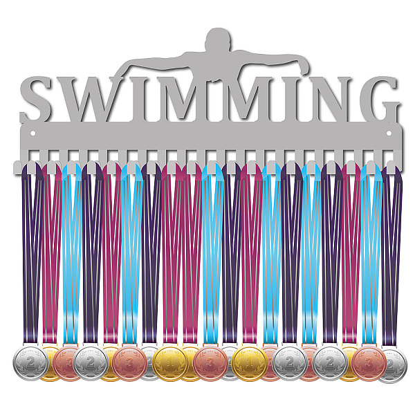 PandaHall Fashion Iron Medal Hanger Holder Display Wall Rack, 20 Hooks, with Screws, Word Swimming, Silver, 150x400mm Iron Word
PandaHall Fashion Iron Medal Hanger Holder Display Wall Rack, 20 Hooks, with Screws, Word Swimming, Silver, 150x400mm Iron Word