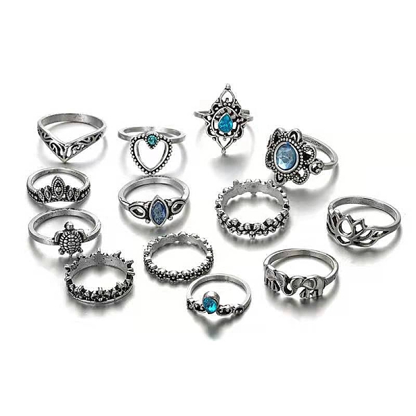 PandaHall 13Pcs 13 Style Rhinestone Finger Rings Set, Rhombus & Tortoise & Elephant & Crown Alloy Stackable Rings for Women, Antique Silver...
PandaHall 13Pcs 13 Style Rhinestone Finger Rings Set, Rhombus & Tortoise & Elephant & Crown Alloy Stackable Rings for Women, Antique Silver...