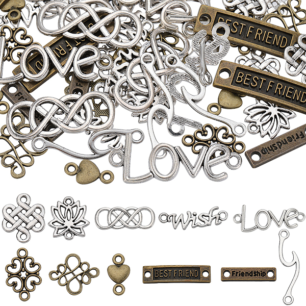 PandaHall SUNNYCLUE 66pcs 11 styles Tibetan Style Alloy Connector Charms, Heart & Flower & Rectangle, Mixed Shapes, Mixed Color...
PandaHall SUNNYCLUE 66pcs 11 styles Tibetan Style Alloy Connector Charms, Heart & Flower & Rectangle, Mixed Shapes, Mixed Color...