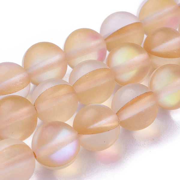 PandaHall Synthetic Moonstone Beads Strands, Holographic Beads, Half AB Color Plated, Frosted, Round, Navajo White, 8mm, Hole: 1mm, about..., Orange
PandaHall Synthetic Moonstone Beads Strands, Holographic Beads, Half AB Color Plated, Frosted, Round, Navajo White, 8mm, Hole: 1mm, about..., Orange