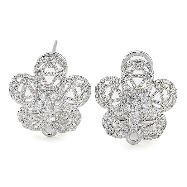 PandaHall Flower Brass Micro Pave Cubic Zirconia Stud Earrings Finding, with Horizontal Loops, Cadmium Free & Lead Free, Platinum, 16x15mm..., Clear
PandaHall Flower Brass Micro Pave Cubic Zirconia Stud Earrings Finding, with Horizontal Loops, Cadmium Free & Lead Free, Platinum, 16x15mm..., Clear