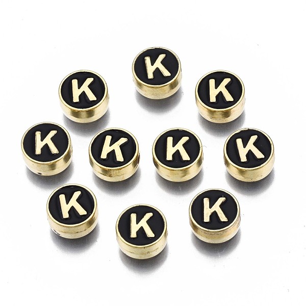 PandaHall Alloy Enamel Beads, Cadmium Free & Lead Free, Light Gold, Flat Round with Alphabet, Black, Letter.K, 8x4mm, Hole: 1.5mm...
PandaHall Alloy Enamel Beads, Cadmium Free & Lead Free, Light Gold, Flat Round with Alphabet, Black, Letter.K, 8x4mm, Hole: 1.5mm...