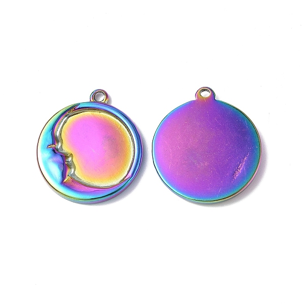 PandaHall Ion Plating(IP) 304 Stainless Steel Pendants, Flat Round with Moon Charm, Rainbow Color, 20.5x18x2.5mm, Hole: 1.6mm 304 Stainless...
PandaHall Ion Plating(IP) 304 Stainless Steel Pendants, Flat Round with Moon Charm, Rainbow Color, 20.5x18x2.5mm, Hole: 1.6mm 304 Stainless...