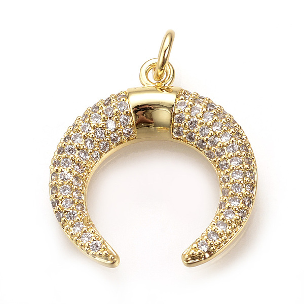 PandaHall Brass Micro Pave Cubic Zirconia Pendants, with Jump Rings, Double Horn/Crescent Moon Pendant, Golden, 21x19x3.5mm, Hole: 3mm...
PandaHall Brass Micro Pave Cubic Zirconia Pendants, with Jump Rings, Double Horn/Crescent Moon Pendant, Golden, 21x19x3.5mm, Hole: 3mm...