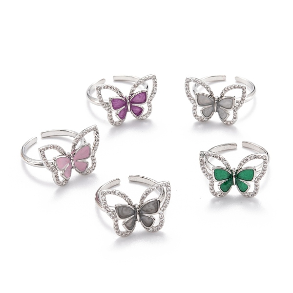 PandaHall Brass Micro Pave Clear Cubic Zirconia Cuff Rings, Open Rings, with Enamel, Long-Lasting Plated, Platinum, Butterfly, Mixed Color..., Multicolor
PandaHall Brass Micro Pave Clear Cubic Zirconia Cuff Rings, Open Rings, with Enamel, Long-Lasting Plated, Platinum, Butterfly, Mixed Color..., Multicolor