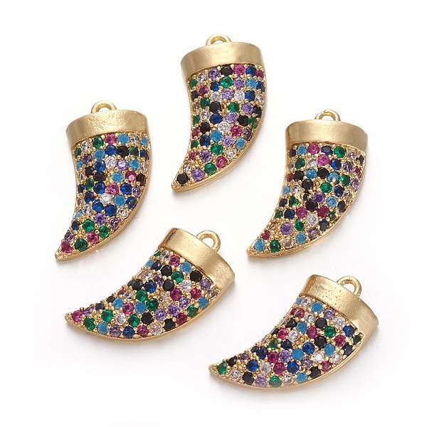 PandaHall Brass Micro Pave Cubic Zirconia Pendants, Scabbard/Tusk Shape, Colorful, Golden, 17x8x4mm, Hole: 1mm Brass+Cubic Zirconia Horn
PandaHall Brass Micro Pave Cubic Zirconia Pendants, Scabbard/Tusk Shape, Colorful, Golden, 17x8x4mm, Hole: 1mm Brass+Cubic Zirconia Horn
