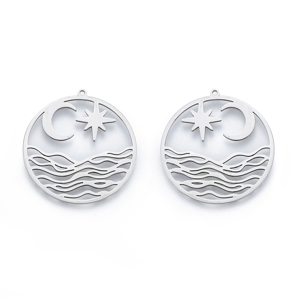 PandaHall 201 Stainless Steel Pendants, Flat Round with Star & Moon, Stainless Steel Color, 33x31x1mm, Hole: 1.4mm 201 Stainless Steel Flat...
PandaHall 201 Stainless Steel Pendants, Flat Round with Star & Moon, Stainless Steel Color, 33x31x1mm, Hole: 1.4mm 201 Stainless Steel Flat...
