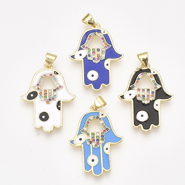 PandaHall Brass Micro Pave Cubic Zirconia Pendants, with Enamel, Hamsa Hand/Hand of Fatima /Hand of Miriam with Eye, Golden, Mixed Color..., Multicolor
PandaHall Brass Micro Pave Cubic Zirconia Pendants, with Enamel, Hamsa Hand/Hand of Fatima /Hand of Miriam with Eye, Golden, Mixed Color..., Multicolor