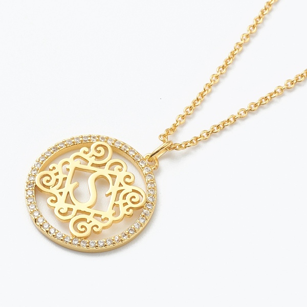 PandaHall Brass Micro Pave Clear Cubic Zirconia Pendant Necklaces, Flat Round with Letter, Real 18K Gold Plated, Letter.S, 16.14~17.20 inch...
PandaHall Brass Micro Pave Clear Cubic Zirconia Pendant Necklaces, Flat Round with Letter, Real 18K Gold Plated, Letter.S, 16.14~17.20 inch...