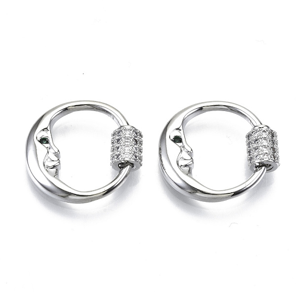 PandaHall Brass Micro Pave Cubic Zirconia Screw Carabiner Lock Charms, for Necklaces Making, Nickel Free, Ring with Moon, Real Platinum...
PandaHall Brass Micro Pave Cubic Zirconia Screw Carabiner Lock Charms, for Necklaces Making, Nickel Free, Ring with Moon, Real Platinum...