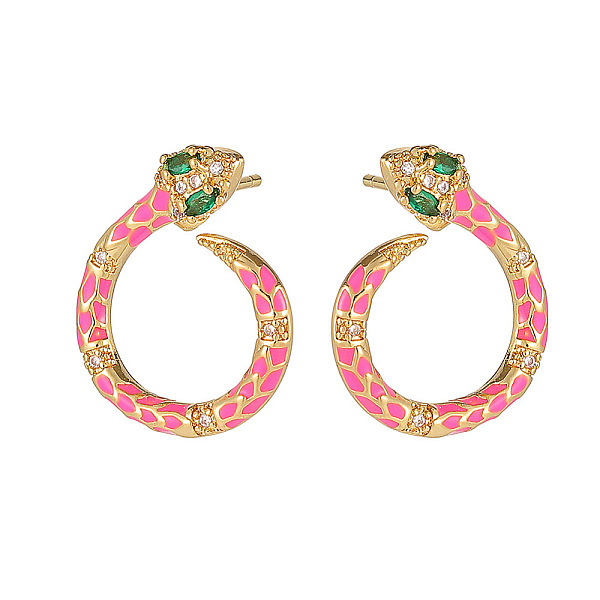 PandaHall Cubic Zirconia Snake Stud Earrings with Enamel, Golden Plated Brass Jewelry for Women, Deep Pink, 20.5x17mm Cubic Zirconia Snake
PandaHall Cubic Zirconia Snake Stud Earrings with Enamel, Golden Plated Brass Jewelry for Women, Deep Pink, 20.5x17mm Cubic Zirconia Snake
