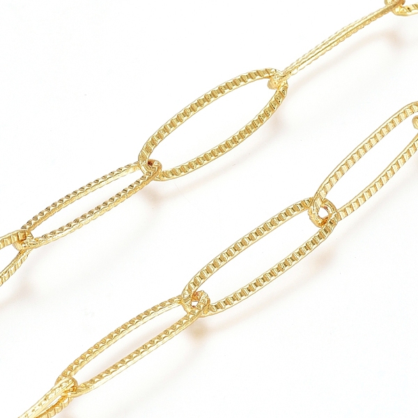 PandaHall Brass Paperclip Chains, Textured Flat Oval, Drawn Elongated Cable Chain, Soldered, Long-Lasting Plated, with Spool, Real 18K Gold...
PandaHall Brass Paperclip Chains, Textured Flat Oval, Drawn Elongated Cable Chain, Soldered, Long-Lasting Plated, with Spool, Real 18K Gold...