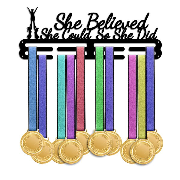 PandaHall Sports Theme Iron Medal Hanger Holder Display Wall Rack, with Screws, Inspiring Word She Believed She Could So She Did, Gymnastics...
PandaHall Sports Theme Iron Medal Hanger Holder Display Wall Rack, with Screws, Inspiring Word She Believed She Could So She Did, Gymnastics...