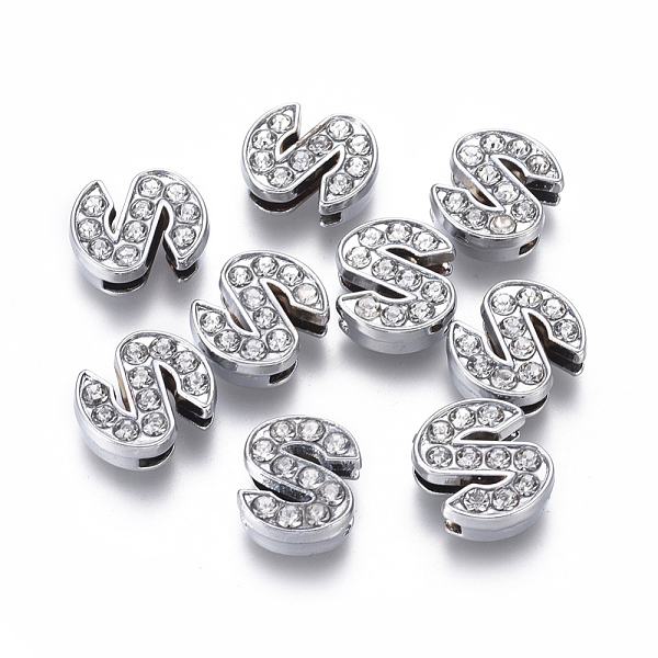 PandaHall Alloy Initial Slide Charms with Grade A Rhinestones, Lead Free & Nickel Free, Platinum, Letter.S, 12~13x8~13x4~5mm, Hole: 8x2mm..., Clear
PandaHall Alloy Initial Slide Charms with Grade A Rhinestones, Lead Free & Nickel Free, Platinum, Letter.S, 12~13x8~13x4~5mm, Hole: 8x2mm..., Clear