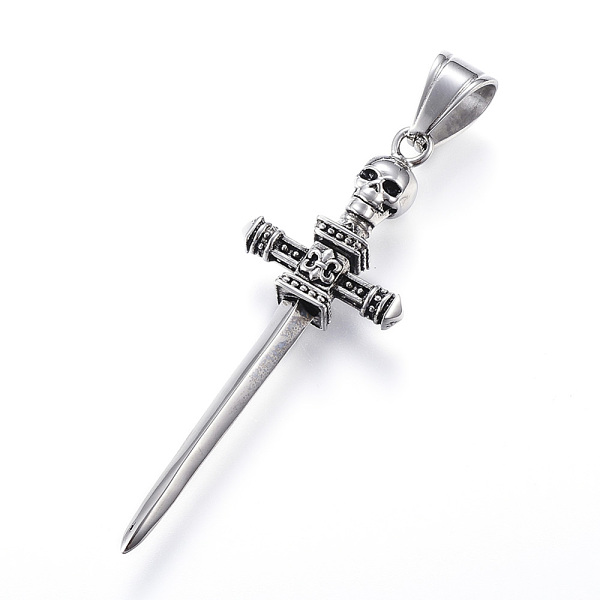 PandaHall 316 Surgical Stainless Steel Big Pendants, Sword with Skull, Antique Silver, 58x20x7mm, Hole: 7x10mm 316 Surgical Stainless Steel...
PandaHall 316 Surgical Stainless Steel Big Pendants, Sword with Skull, Antique Silver, 58x20x7mm, Hole: 7x10mm 316 Surgical Stainless Steel...