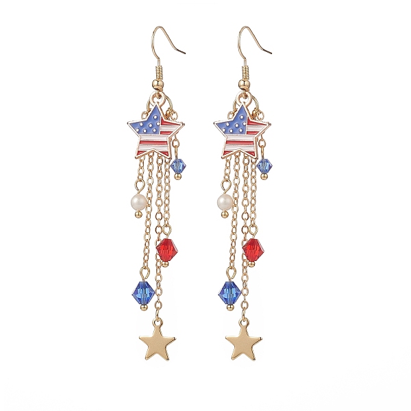 PandaHall Independence Day Alloy Enamel Star Tassel Dangle Earrings, Natural Shell Pearl Beaded Long Chains Drop Earrings, Golden Brass...
PandaHall Independence Day Alloy Enamel Star Tassel Dangle Earrings, Natural Shell Pearl Beaded Long Chains Drop Earrings, Golden Brass...