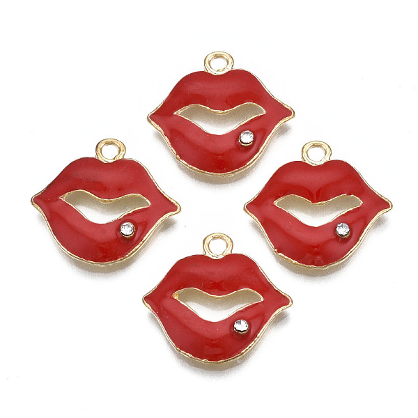 PandaHall Rack Plating Alloy Enamel Pendants, with Crystal Rhinestone, Cadmium Free & Nickel Free & Lead Free, Lip, FireBrick, 18x19.5x3.5mm..., Red
PandaHall Rack Plating Alloy Enamel Pendants, with Crystal Rhinestone, Cadmium Free & Nickel Free & Lead Free, Lip, FireBrick, 18x19.5x3.5mm..., Red